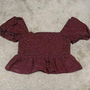 Polka Dot Puff Sleeve Top